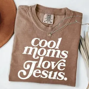 Comfort colors Cool Moms Love Jesus TShirt, Christian Mom Tee, Retro Distressed Script, Faith Graphic Top, Mother’s Day Gift