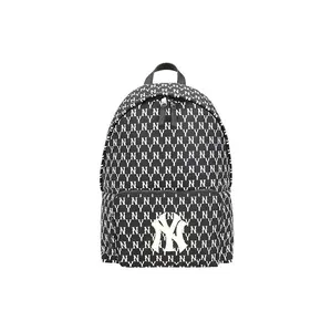 MLB New York Yankees Retro Full-Print Polyester Backpack, Large Unisex Couple Style in Black and White