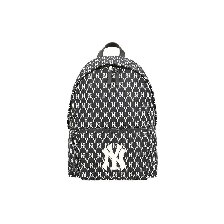 MLB New York Yankees Vintage Monogram Polyester Backpack - Large Capacity, Unisex Couple Style, Black White, Durable, Athletic Heritage, Vintage Sports Memorabilia