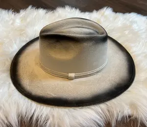 White Spade Top Burnt Embellished Rancher Hat