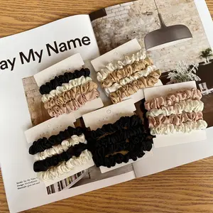 Silk satin temperament elastic headband, small intestine headband, Korean headband, thin rubber band hair accessory for women