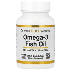 California Gold Nutrition Omega-3 Fish Oil, 30 Fish Gelatin Softgels (1,250 mg per Softgel)