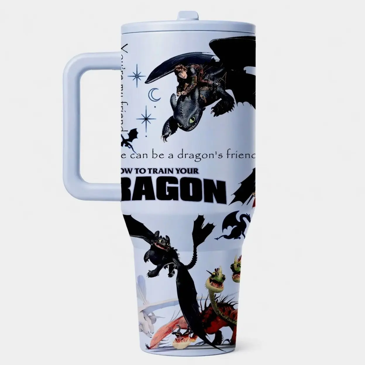 Fantasy Dragon Stainless Steel Tumbler with Handle & Lid, Vacuum Insulated Leakproof Travel Mug, Double Wall Hot & Cold Drink Cup