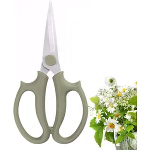 Premium Thickened Stainless Steel Floral Shears Strong Pruner for Flowers Branches and Leaves (Grey Green Slender)