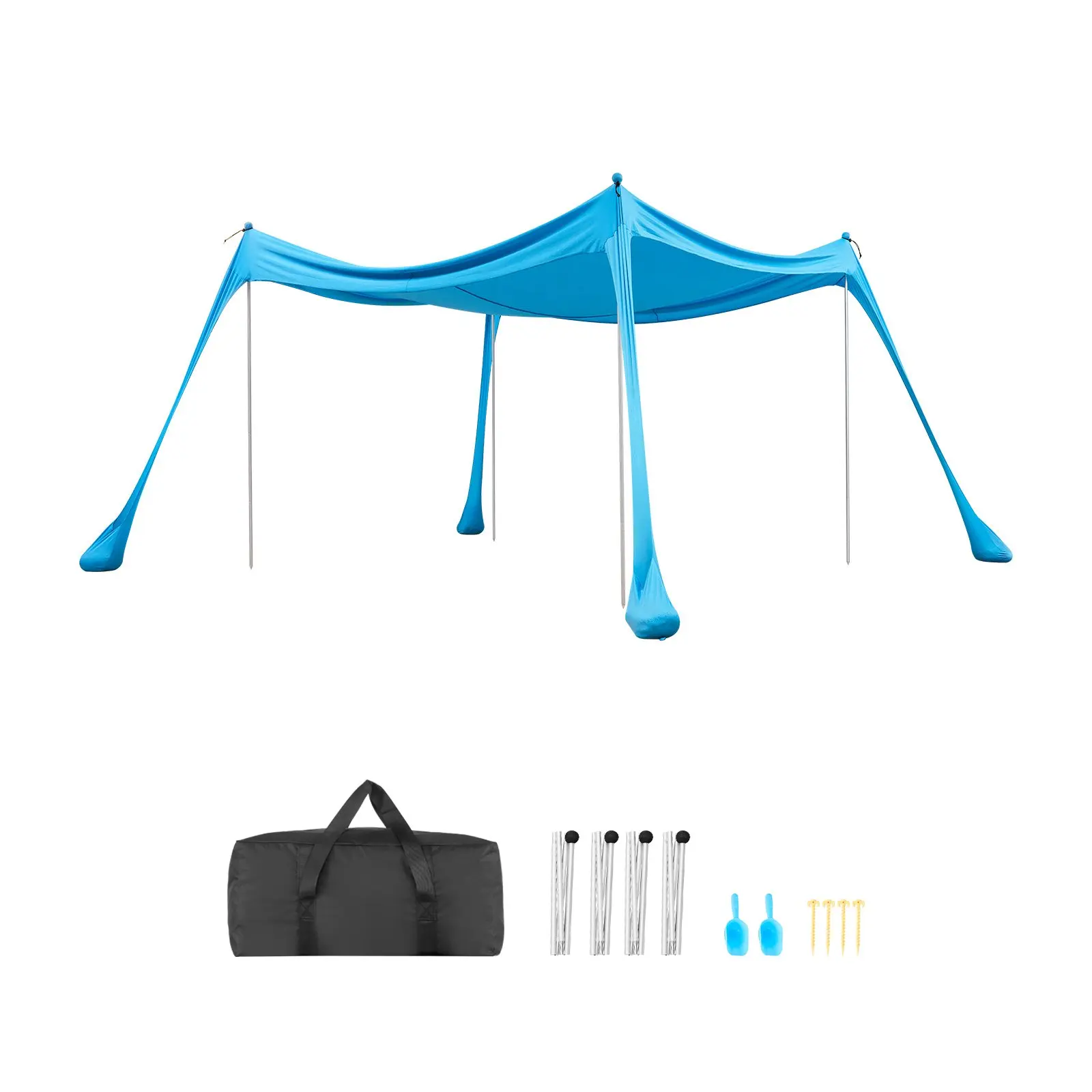 【DealsForYouDays】VEVOR Pop Up Beach Tent Sun Shelter, UPF50+ Sun Protection, 6.6ft Tall 10x10ft Sunshade Canopy, Portable Hand Tool Kit with 4 Sandbags, Stability Poles, Sand Shovels for Family Outings, Camping