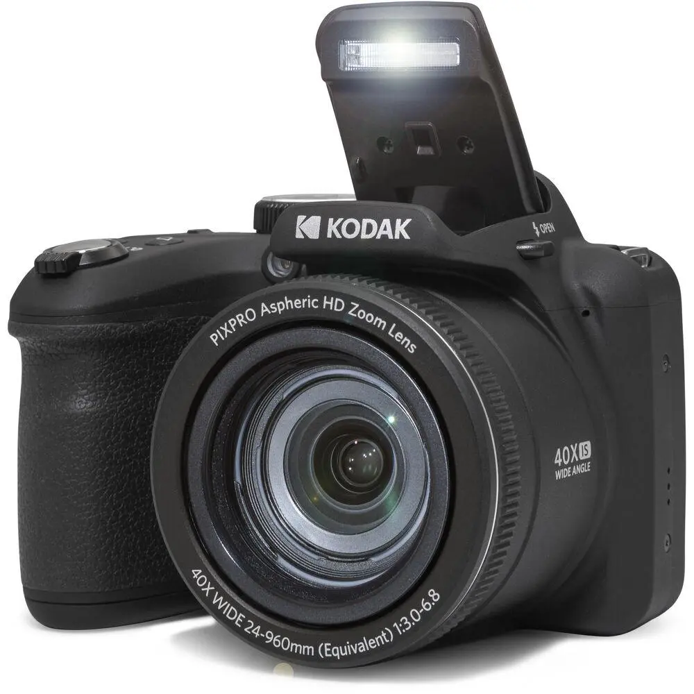 Kodak PIXPRO Astro Zoom Point & Shoot Camera - 20MP CCD Sensor, 40X Optical Zoom Lens, 24mm Lens, f/3-f/6.8 Aperture, SDHC Slot, AA Alkaline Batteries, Built-In Flash, 4.5x3.2x3.3in Size, Daylight/Cloudy/Fluorescent Optimization