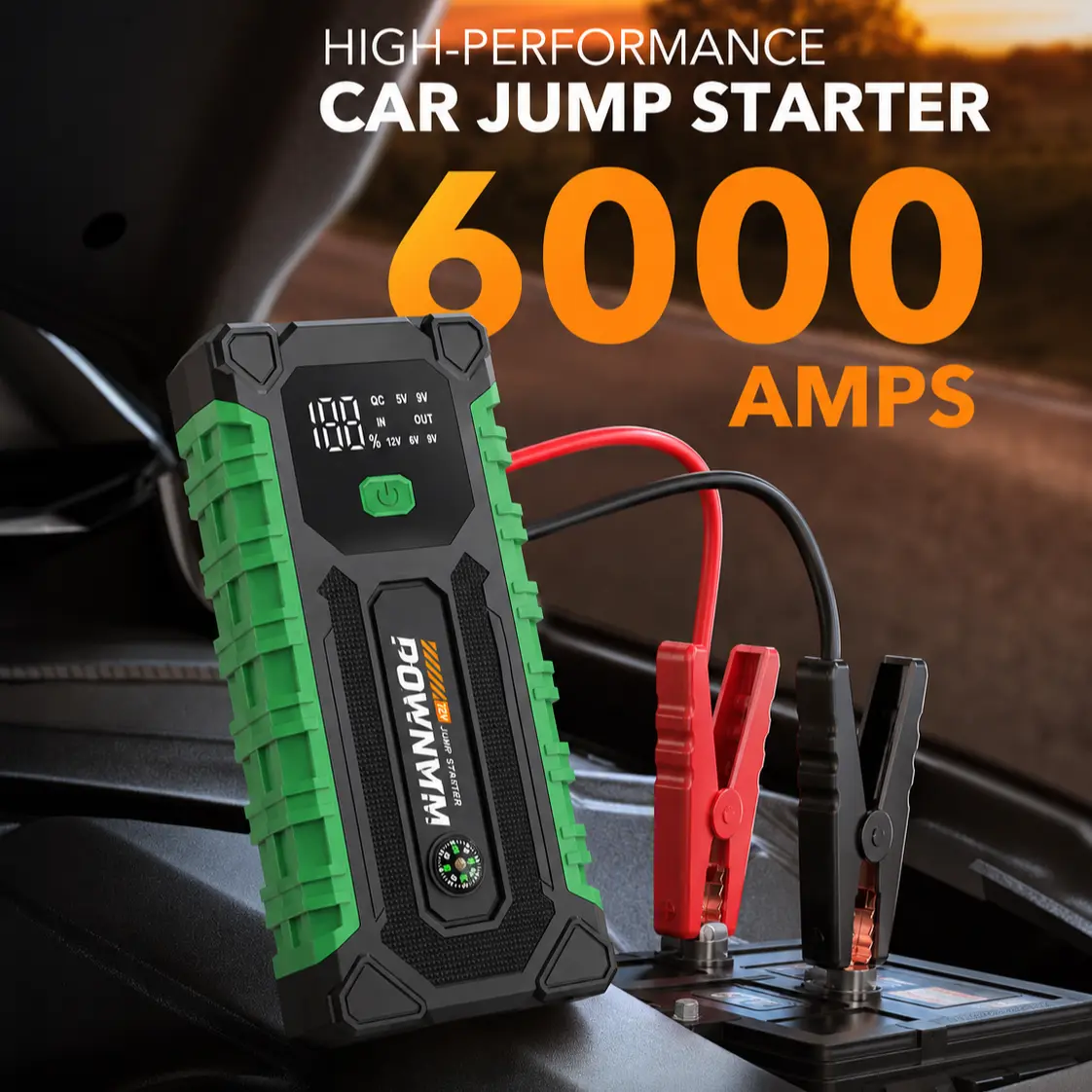 6000A Peak Car Jump Starter, Jump Starter Pack for 8.5L Gas and 6.5L Diesel, 12V Portable Jump Box with LED Light Visit the Sharmeal Store