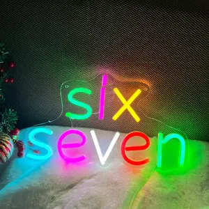 Six Seven LED Neon Sign, Decorative Neon Light, Number 67 Design Indoor Decor Light, New Year Christmas Party Festival Decoration, USB Powered