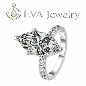 [EVA Jewelry] Marquise Cut 2/3/5CT 925 Sterling Silver Synthetic Moissanite Ring