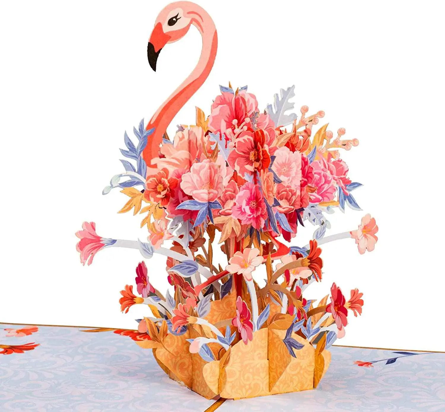 Paper Love Floral Flamingo Pop Up Card - Frndly 8" x 6" Durable Cardstock with 3D Flamingo & Flowers Eco-Friendly Recycled Materials