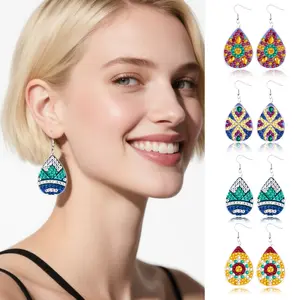 8-Pack DIY Mandala Diamond Painting Earring Kit | Boho Dangle Earrings Making Set With 5D Resin Drills & Tools | Handcrafted Bohemian Jewelry Art | Festive Gifts For Women Craft Lovers (Christmas/Party/Everyday Wear)