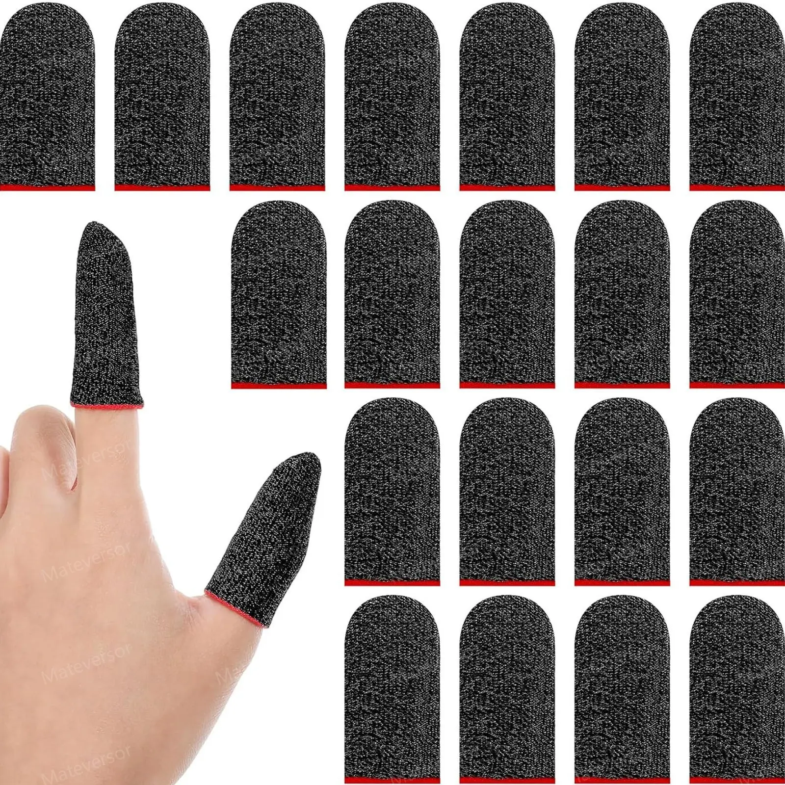 Mobile Phone Gaming Finger Sleeves, 20PCS Finger Sleeves Compatible with All Touchscreen Devices, 0.15mm Superconducting Nanofibers, Smooth Feel, Anti-Sweat, Extremely Thin, Red Edge, Accessories, Smartphone