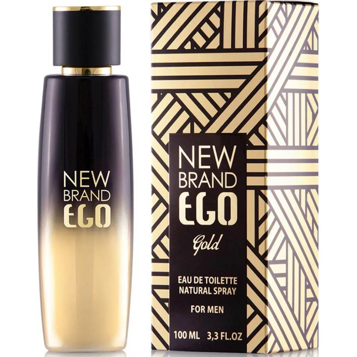 NEW Brand Prestige Ego Gold Men's Cologne EDT - 3.3oz/3.4oz Fresh Floral Woody Fragrance with Peppermint & Lemon, New In Box, Minty Fresh, Lemon Blend, Male Wear