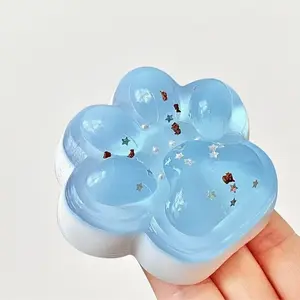 Cute Cat Paw Squishy Toy -  Handmade Slow-Rise Squish for Stress Relief, Ice Blue with Glitter, Sensory Fidget Toy for Adults & Teens #catlover #sensorytoy Neon Galaxy