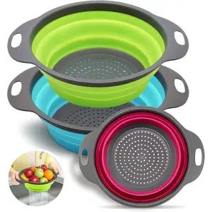 Collapsible Colander Sink Colander Collapsible Camping Versatile Collapsible Strainer Sink strainer basket over Sink Strainer (Red Green Blue)