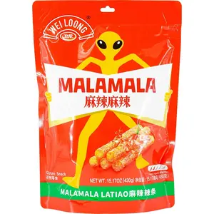 Wei Long Mala Mala Latiao Sichuan Spicy Gluten Strips Snack 15.17 oz 15 Packs Chinese Hot Sticks Strong Aromaoma