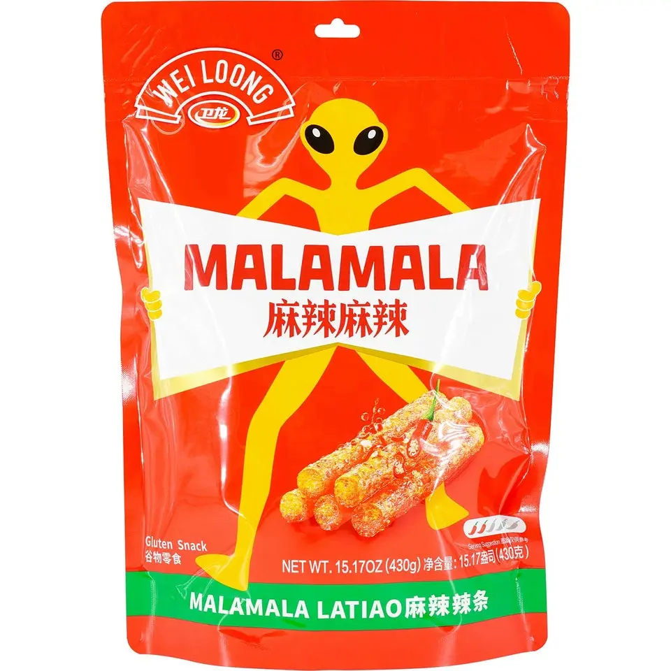 Wei Long Traditional Sichuan Spicy Gluten Strips Snack, 15 Packs (15.17 oz Total), Chinese Hot Sticks with Strong Aroma