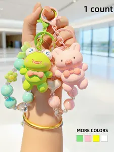Resin Keychain Cute Cartoon Animal Shapes, Frog Pig Dog Bear, Beaded Decoration, Unisex Gift, Unique Design for Daily Use, Birthday Holiday Special Occasion
