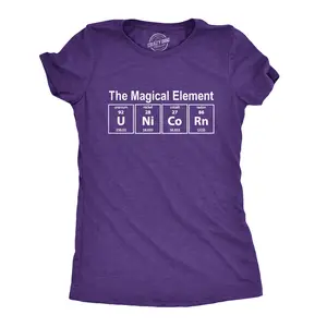 Womens Unicorn The Magical Element T Shirt Funny Science Tee Funny Womens T Shirts Cute Vintage Fashion Casual Ladies T-Shirt Gift Unicorn Tops for Women Funny Science Top Women's Novelty Tees Purple -