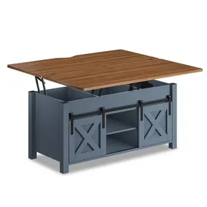 Sikaic 4 in 1 Multi-Function Lift Top Coffee Table with Storage and Hidden Compartment Blue For Living Room Drawer Wood