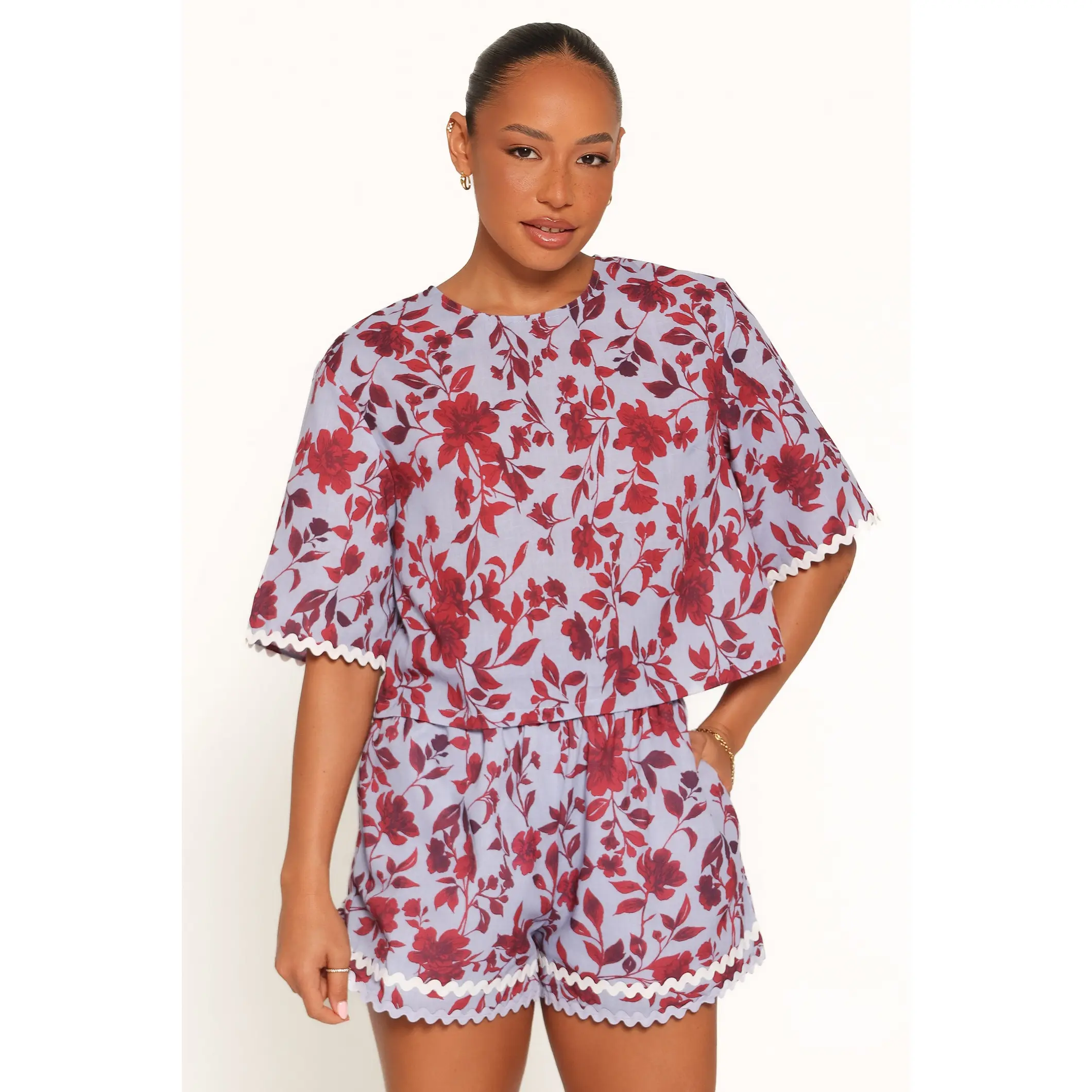 Hilde Short Set - Burgundy Floral