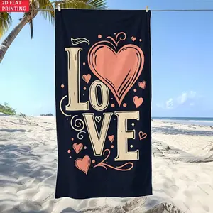 Dark Background Pink Heart LOVE Decorative Pattern Beach Towel Soft Portable Unisex Perfect For Yoga Running Pool Camping Outdoor And Beach Party Ideal Holiday Gift