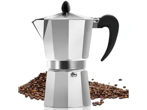 Zulay Kitchen Italian Espresso Maker - Classic Moka Pot with Curved Handle - Aluminum Body with High-Pressure Valve for Rich Coffee Flavor