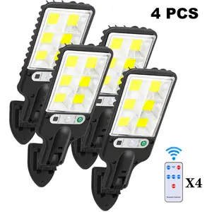 4 Pieces Solar Outdoor Motion Street Lights 108 LED - Dusk to Dawn Remote Control, 6500K Adjustable, IP65 Waterproof Solar Lights for Yard/Wall/Porch