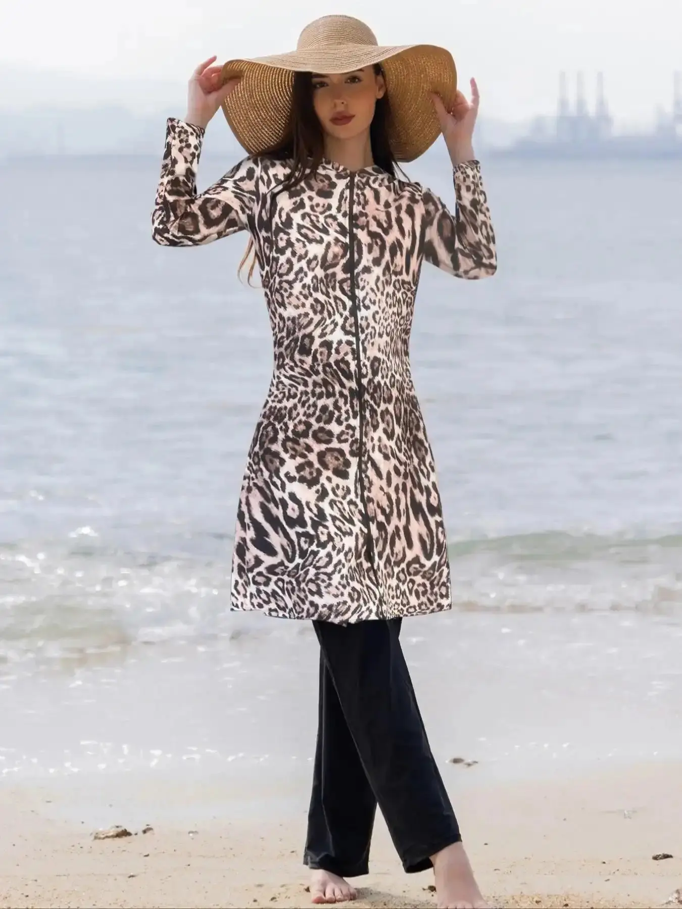 Refined Middle Eastern Muslim Ramadan Long Sleeve Two-piece Swimsuit Set, Women's Modest Full Body Burkini for Summer Beach, Comfortable and Stylish Swimwear, Coverage Swimsuits, Swimming Wear, Bathing Suit, Modesty