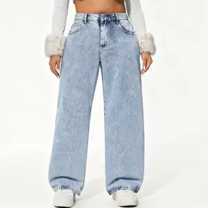 Zhangyan Bowknot Embroidered Boyfriend Jeans Vacation Casual Straight Denim Cute Aesthetic Pants for Women Holiday Gift Trending Outfit Christmas New Year Edition