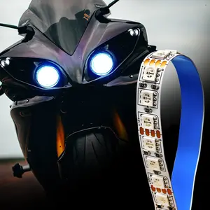 Demon Eye LED Light Strip, Motorcycle Front Lamp, Decorative RGB Flexible Light Bar, 30 Leds, Self-Adhesive, APP Customizable Colors, Motorcycle Compatible