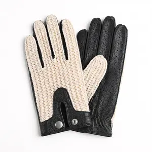 Motorcycle Gloves Vintage Harley Style Goatskin Leather for Men Women Riders - Touch Screen Breathable Mesh Non-Slip for Daily Driving Riding