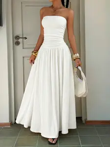 Women's Textured Knit Chic Fashion Sleeveless Long Cami Dress, Stylish Seamless Design, Perfect for Casual Wear & Daily Womenswear