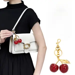 Vintage Cherry Keychain, Fashion Bag Charm, DIY Cherry Pendant Accessory