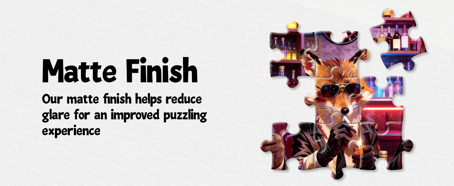 Jigsaw Puzzles for Adults 1000 Pieces, Neon Bar Animals in Suits Vintage Pop Art Jigsaw with Fox, Lion, Bull & Dog in Shades, 28x20 Inch Cool Wall Art