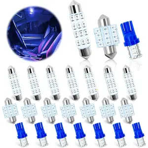 24PCS LED Interior Replacement Bulbs, Interior Car Lights, Dome Light LED Car Bulb Kit Set T10 31 mm 42 mm, Used for Map Dome Lights and License Plate Courtesy Lights Accessories (Blue)