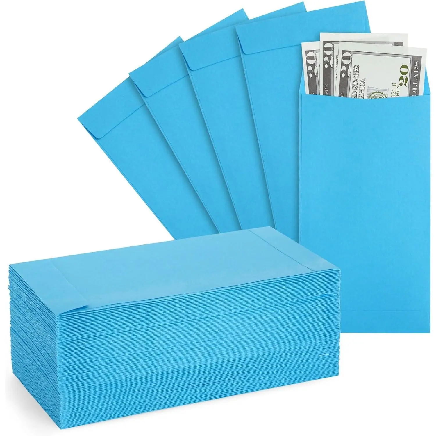 100 Pack Small Blue  &  Envelopes for , Payroll, Savings, and  - 3.5 x 6.5 in, 100 GSM  Envelopes
