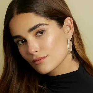 18K Gold Diamond Hoop Earrings