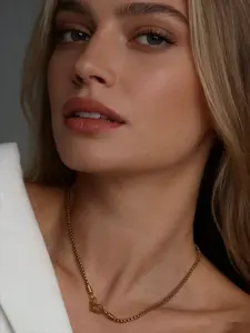 Stainless Steel Heart Pendant Necklace, Party Fashion Jewelry, Daily Wear Accessory, Birthday Gift, Elegant Heart Design Necklace