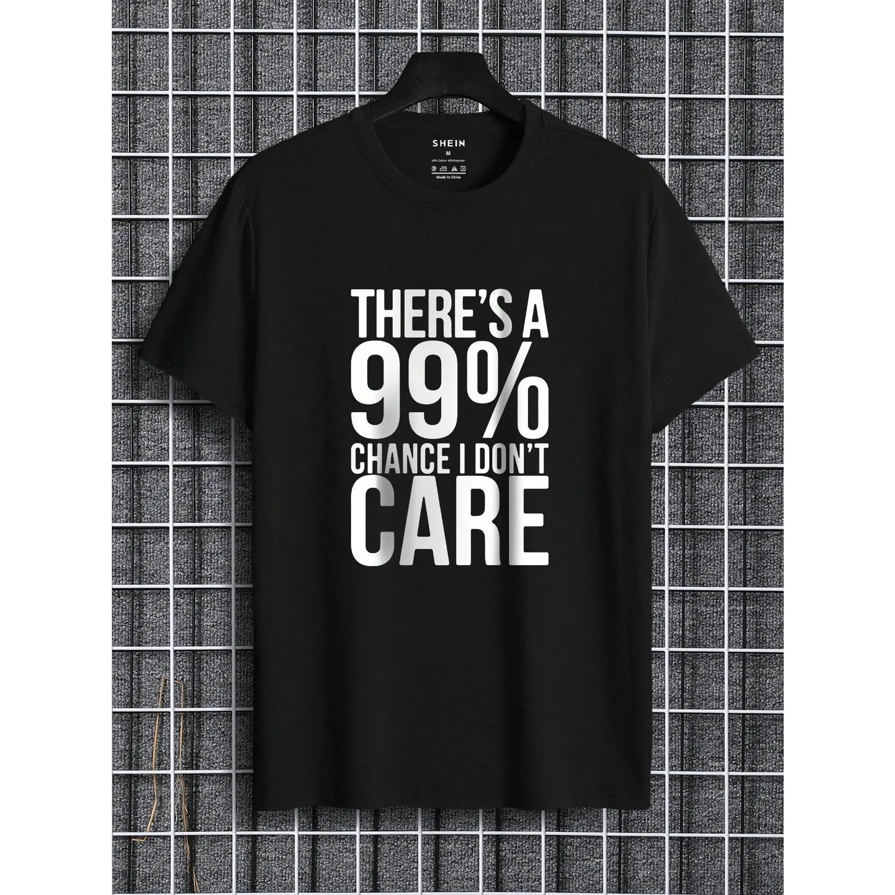 Men's Slogan Print T-Shirt, Regular Fit Preppy Casual Style with a Round Neck, Short Sleeves, and Slight Stretch Polyester Fabric, Shortsleeve, Menswear, Basic, Chic, Classic, Hem, Club, Dry Clean