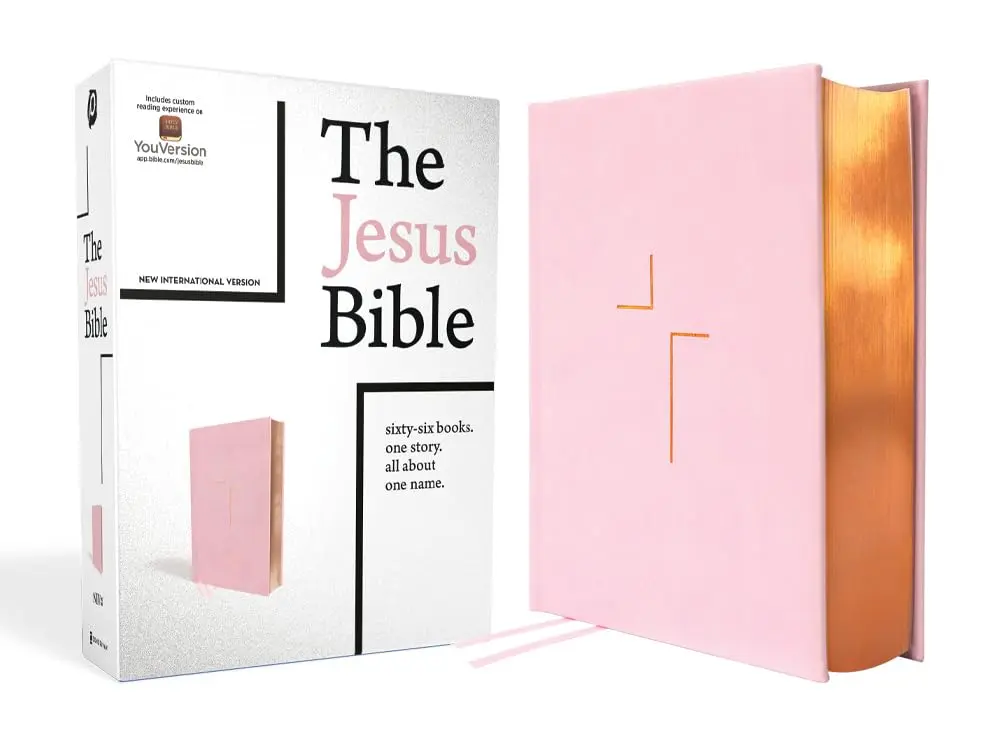 The Jesus Bible, NIV Edition, Leathersoft over Board, Pink, Comfort Print: Sixty-Six Books. One Story. All About One Name.