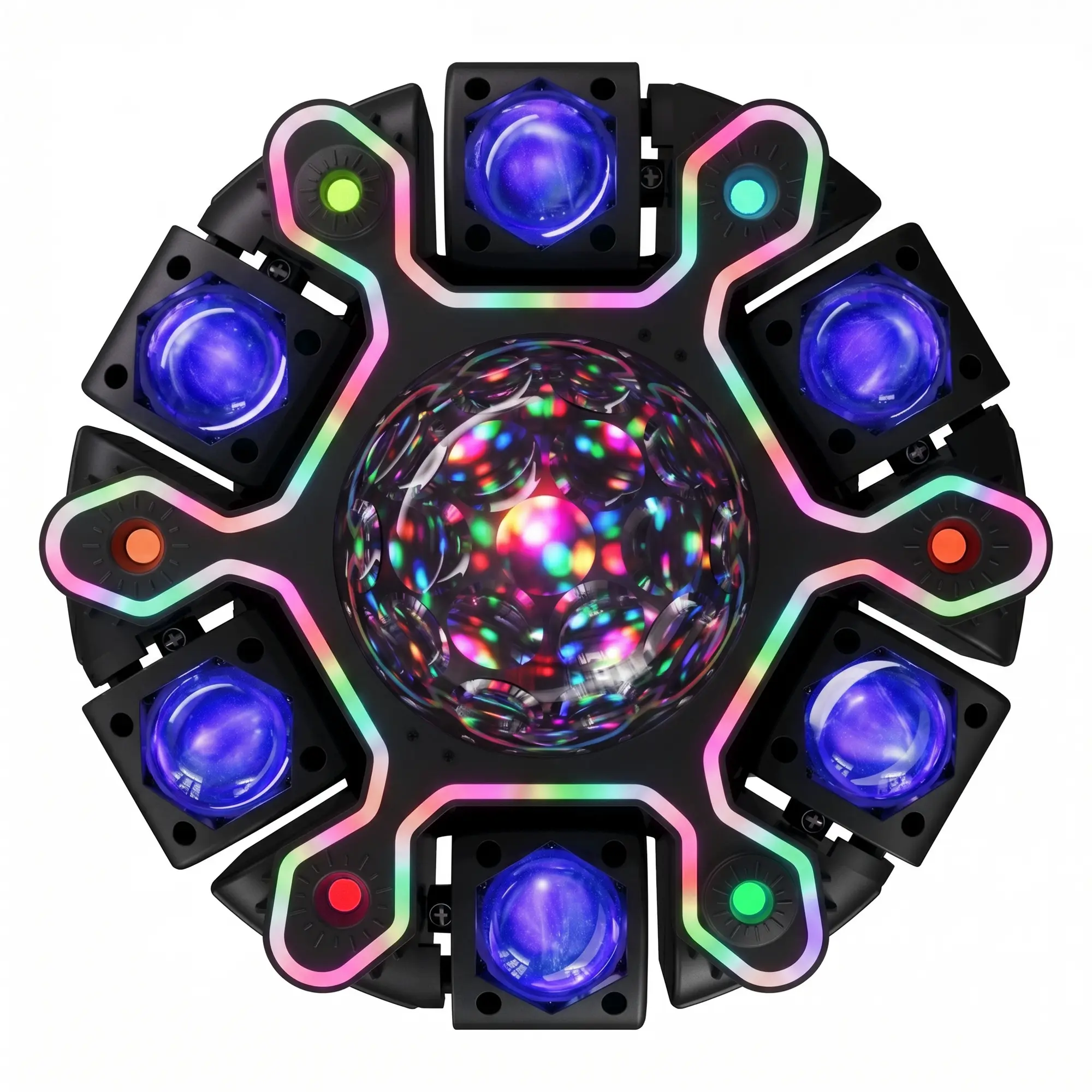Moving Head DJ Stage Light 12Arm RGBW with 4 Honeycomb Beams, 90° Swing 540° Rotate, White/Warm Strobe, Red/Green Starry Sky, Colorful Aperture Effects, Auto/DMX512 Control for Party Club Wedding