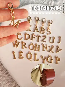 Alphabet A-Z Keychain - Sophisticated and elegant gold metal alphabet keychain with lobster clasp, suitable for vacations, dates, beach activities, shopping, commuting and studying, etc. Ideal for wallets, backpacks and car keys |.