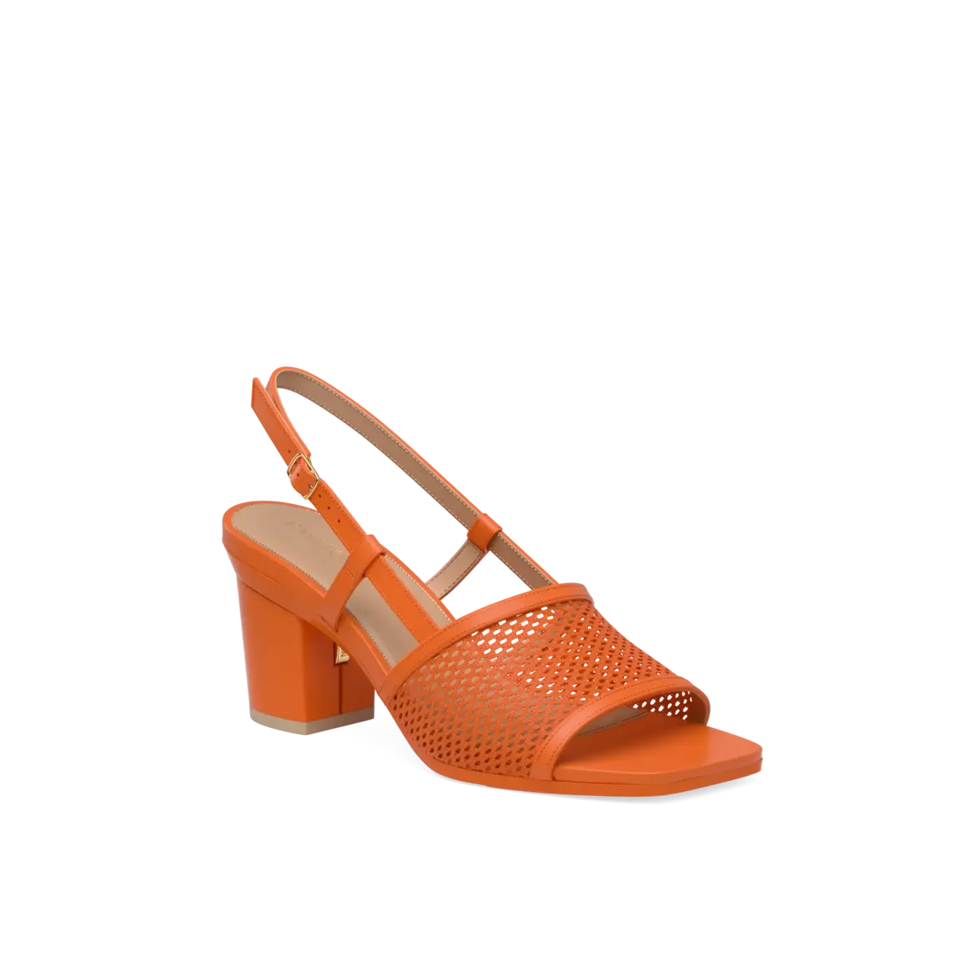 Shae Mule Sandal - Tangerine Mesh 3" Block