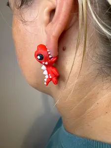 Dinosaur T-rex Chomper Earrings | Cute Dino Dangle Jewelry | Jurassic Gift for Dinosaur Lovers | Fun Statement Earrings for Women