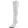 RONILURN Women's Rhinestone Glitter Detail Bold Over-the-Knee Boots - Stiletto Heels, Party-Style Pointed-Toe, Fabric Upper, Rubber Sole, Western Gothic Vibes All Seasons Women's Shoes
