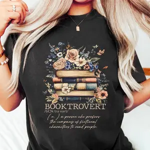 Booktrovert Definition Shirt, Floral Book Lover Sweatshirt, Cozy Gift for Introverted Readers and Bookworms Top