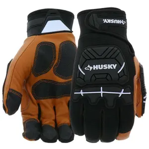 Large Grain Goatskin Leather Performance Impact Work Glove with Spandex Back, Comfortable Fit for Enhanced Productivity