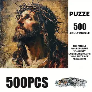 500 Piece Jesus Theme Puzzle, Large Adult Family Interactive Toy, DIY Home Decor Brain Challenge, Holiday Scene, Perfect Gift