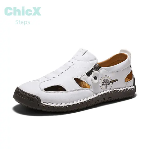 ChicX Men's Outdoor Sports Sandals - Breathable Stitched Beach & Walking Sandals for Men - Casual Comfortable Athletic Sandals - Perfect Fathers Day Gift - Leather & Faux Leather